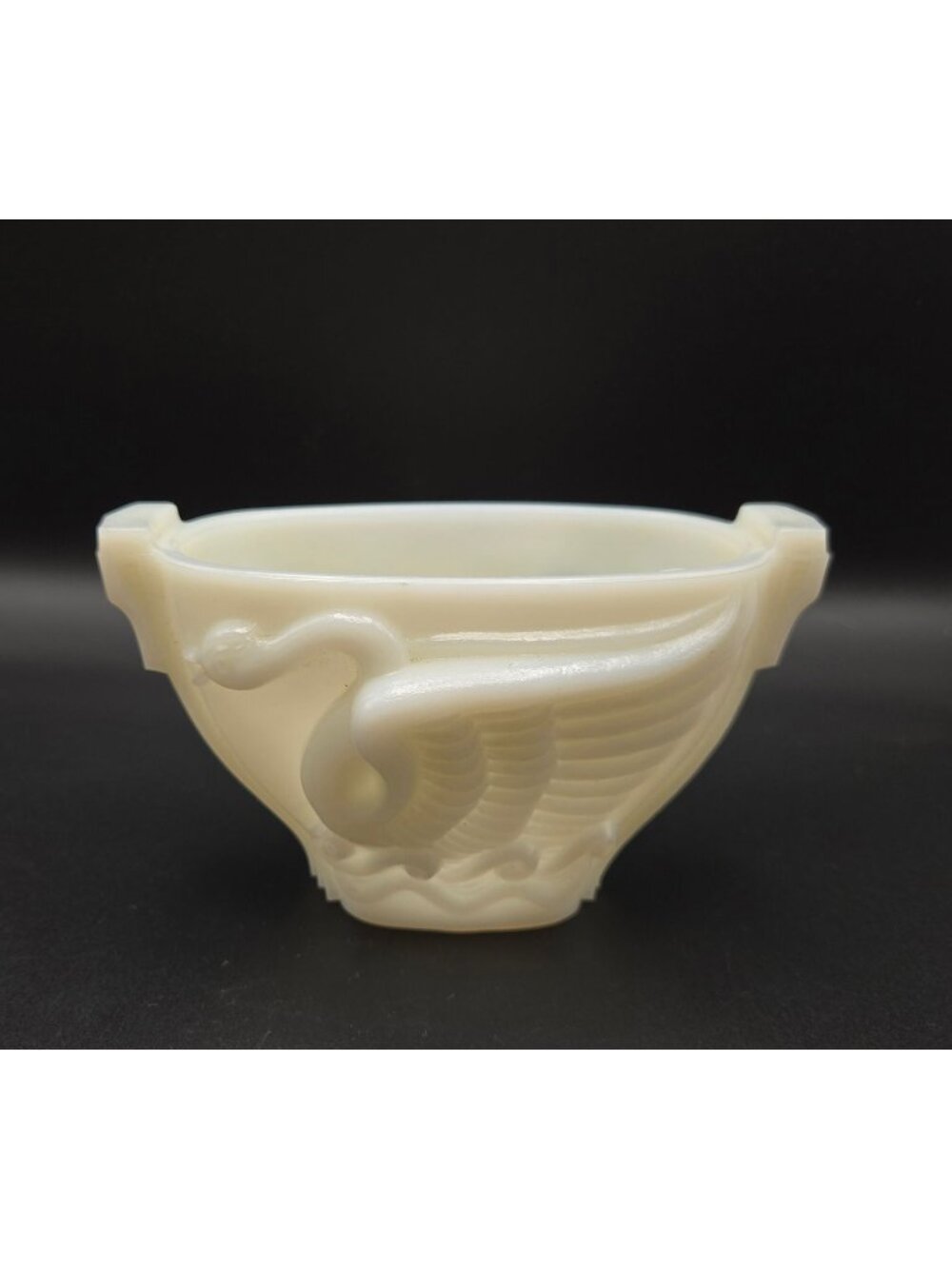 1930s Monax Glass Swan Bowl by Macbeth Evans,USA- Like Milk Glass
